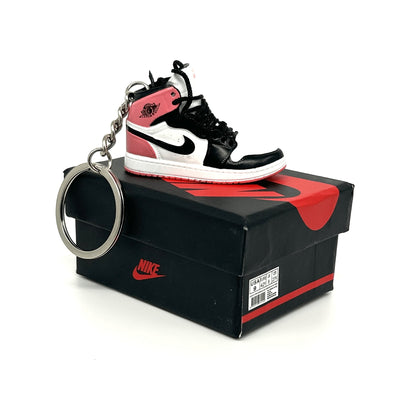 Mini 3D Jordan Sneaker Keyring - Black with Pink Heel - Noons UK