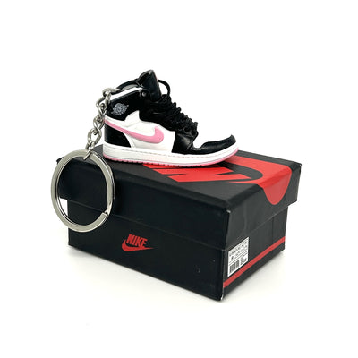 Mini 3D Jordan Sneaker Keyring - Black with Pink Tick - Noons UK