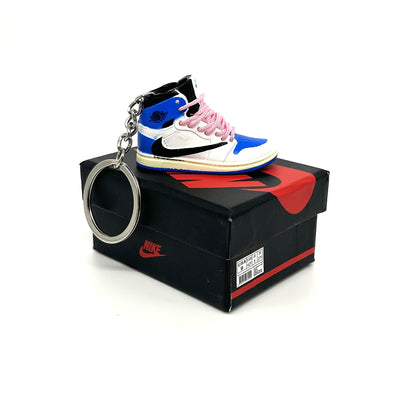 Mini 3D Jordan Sneaker Keyring - Blue with Pink Laces - Noons UK
